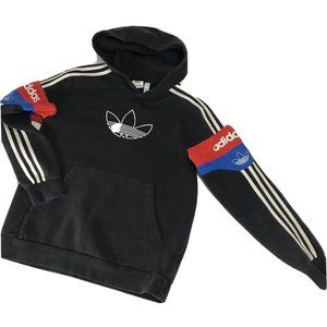 Adidas Originals Boys' Black Graphic Color Block Hoodie 13-14 Large 3 Stripes